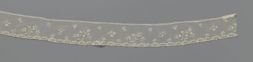 Strip of needle lace with two types of flower branches