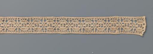 Strip of Bobbin Lace with Stylized Flowers Alternating, Directed from the Bottom and Top Sides of the Strip