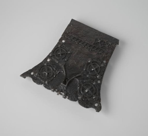 Door lock with plate with forged ornaments