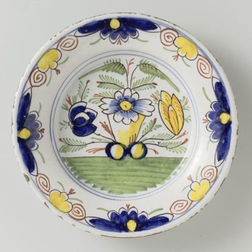 Panel of polychrome painted faience