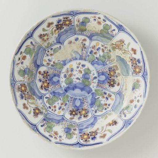 Plate of Multicolored Painted Faience