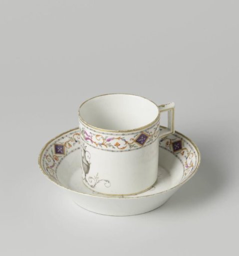 Cup with a vase and floral scrolls
