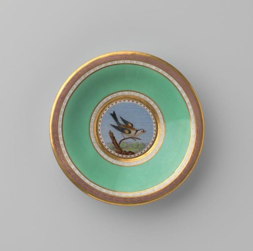 Saucer with a bird on a branch in a medallion