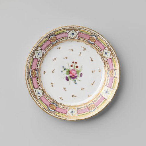 Plate with a bouquet, flower sprays and an ornamental border