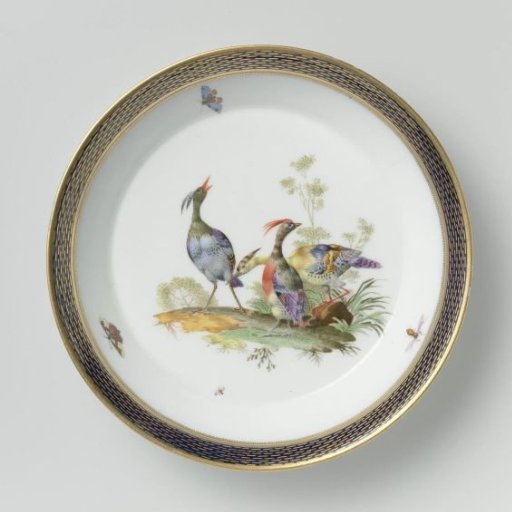 Plate, Multicolored Painted with Birds