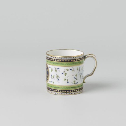 Cup with a medallion among flowers