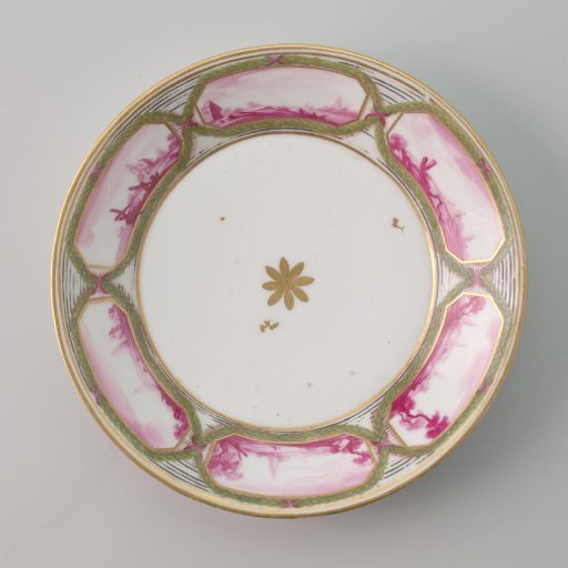 Saucer with landscapes in panels
