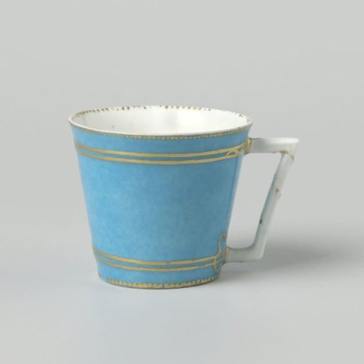 Cup with golden lines on a blue ground