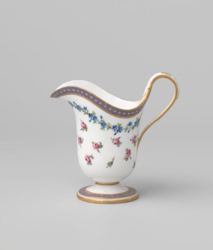 Milk jug with flower sprays and a floral scroll