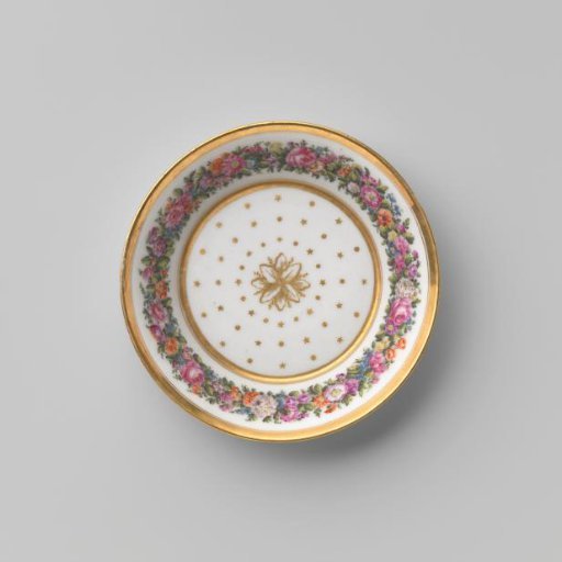 Saucer with a floral scroll, stars and dots