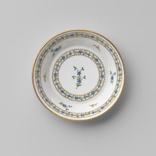 Saucer with flower sprays and floral scrolls