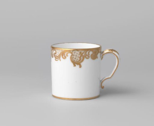 Cup with foliate scrolls and diaper pattern border