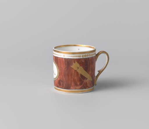 Cup with an inscription on an imitation wooden ground