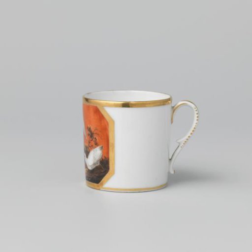Cup with two birds in a landscape