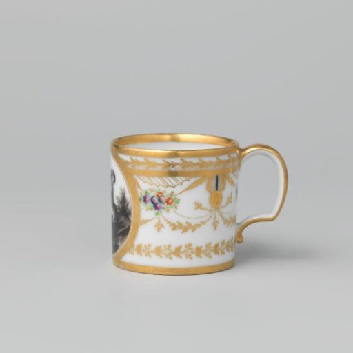 Cup with a lady holding a bird