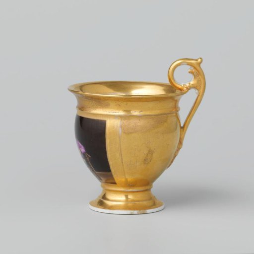 Cup with an image of a man seated next to a barrel