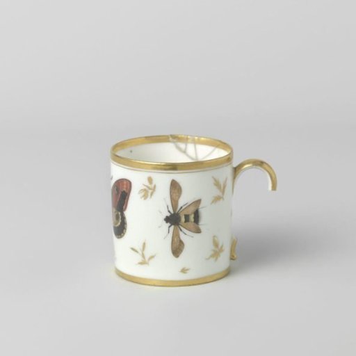 Cup with insects, flower sprays and grapevines
