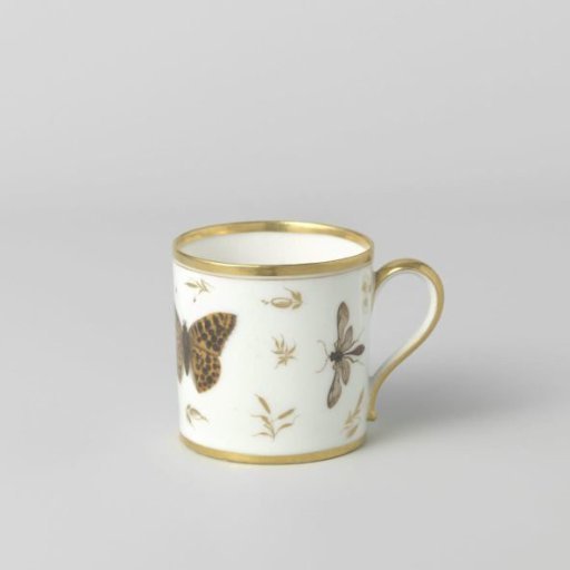 Cup with insects, flower sprays and grapevines