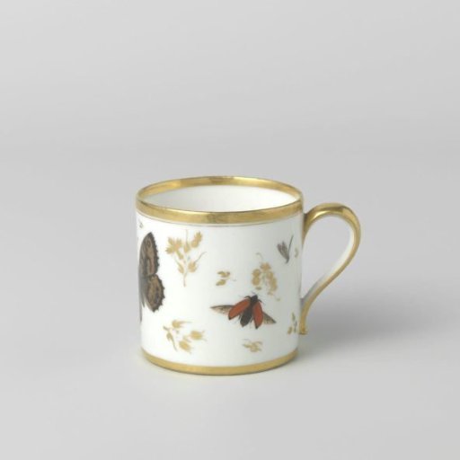 Cup with insects, flower sprays and grapevines