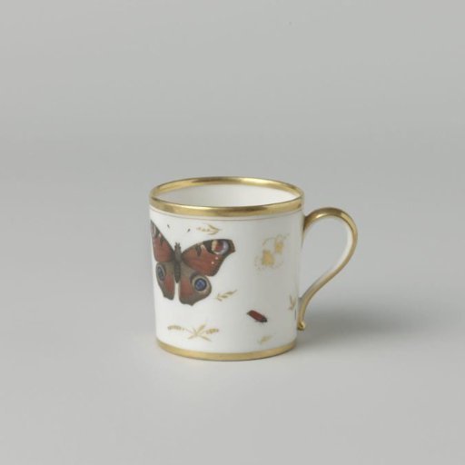 Cup with insects, flower sprays and grapevines