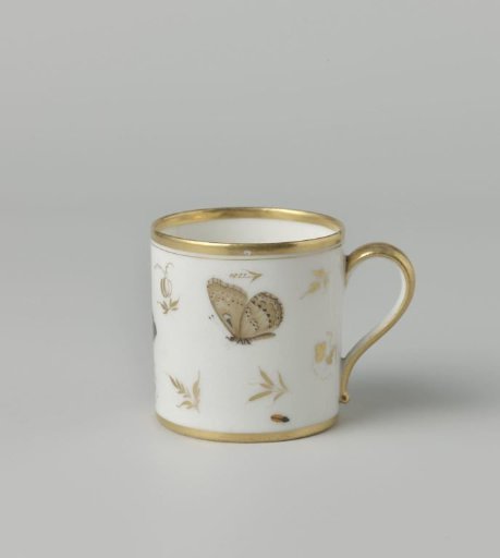 Cup with insects, flower sprays and grapevines