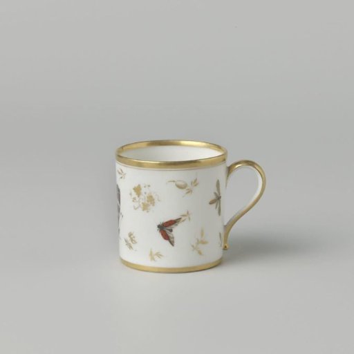 Cup with insects, flower sprays and grapevines