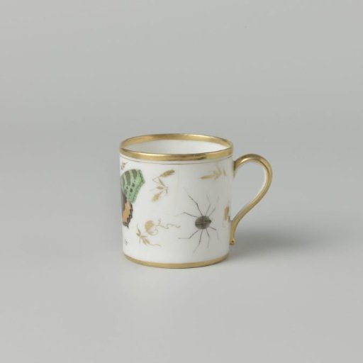 Cup with insects, flower sprays and grapevines