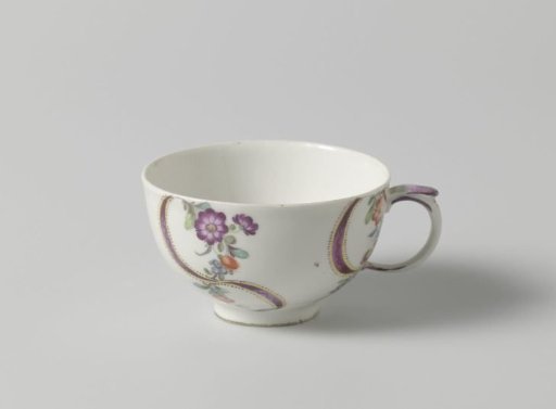 Cup with floral scrolls and ribbons