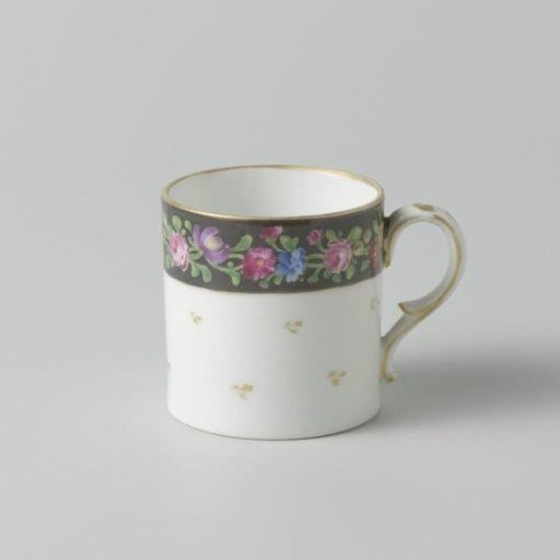 Cup with a floral scroll on a black ground