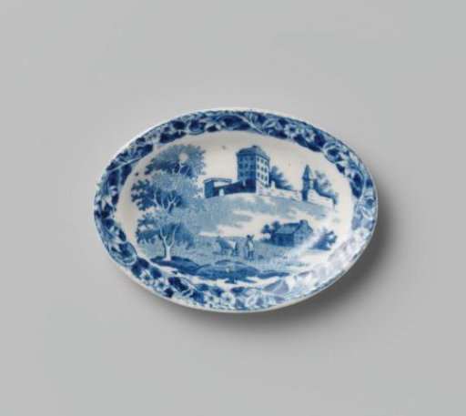Oval plate of hard-fired earthenware