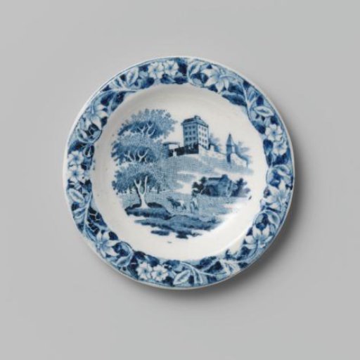 Round, flat plate of hard-fired earthenware