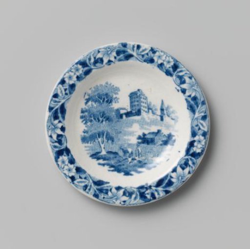 Round, flat plate of hard-fired earthenware