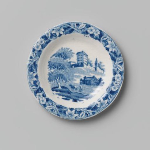 Round, flat plate of hard-fired earthenware