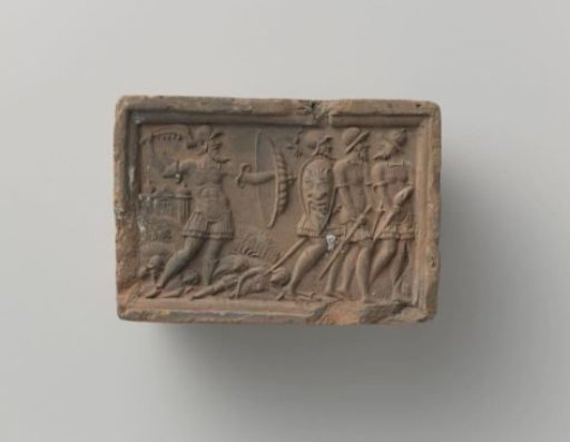 Fireplace with a depiction