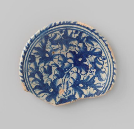 Dish, Painted in Blue with Leaves.