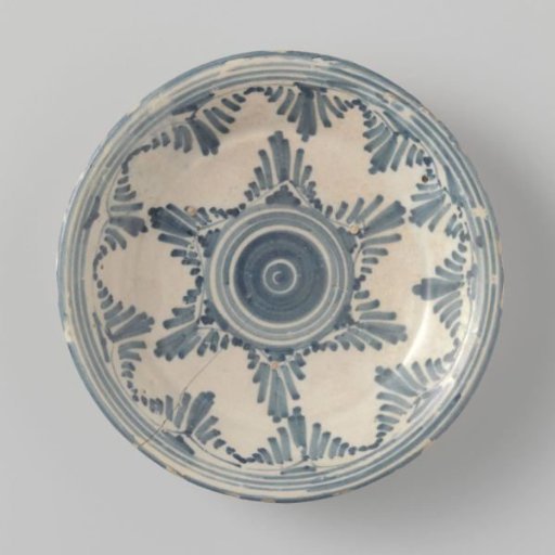 Plate painted with a geometric star-shaped ornament