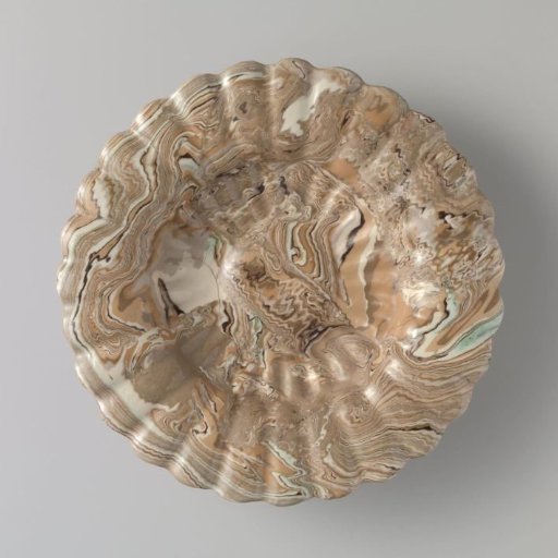 Dish of marbled faience