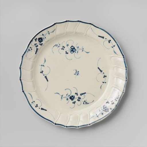 Plate of English hard-baked earthenware, Boch fine faience