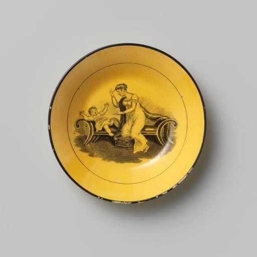 Round plate of hard-baked earthenware