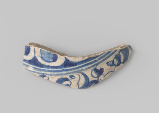 Majolica sherd with blue decoration