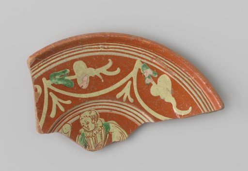 Sherd of red-firing earthenware with green decoration