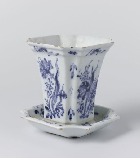 Two flower pots on saucers