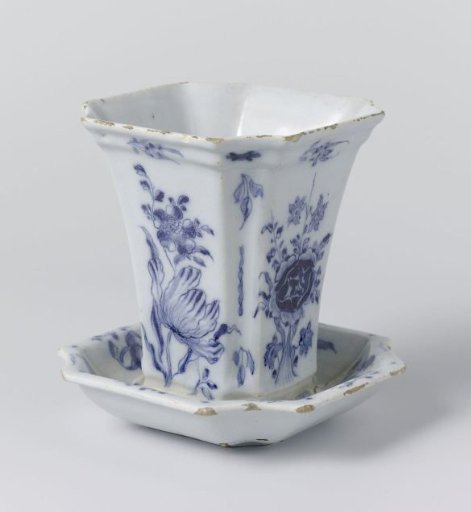 Two flower pots on saucers