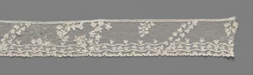 Strip of Needle Lace with Heart-Shaped Leaves in a Decorative Band