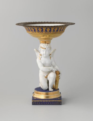 Dish on a high foot with the stem in the shape of a kneeling Amor