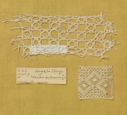 Steel bobbin lace with coarse thread as an example of a cross-stitch ground (mesh ground)