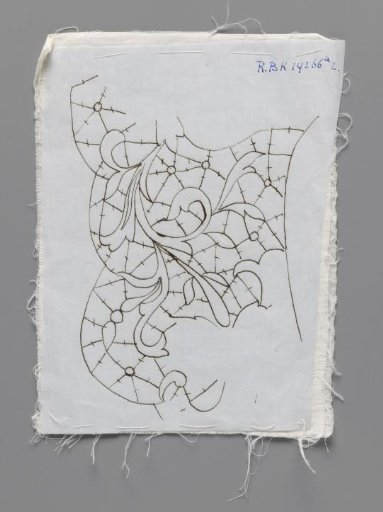 Prickings pinned on a double piece of cotton for making a part of a collar of needle lace
