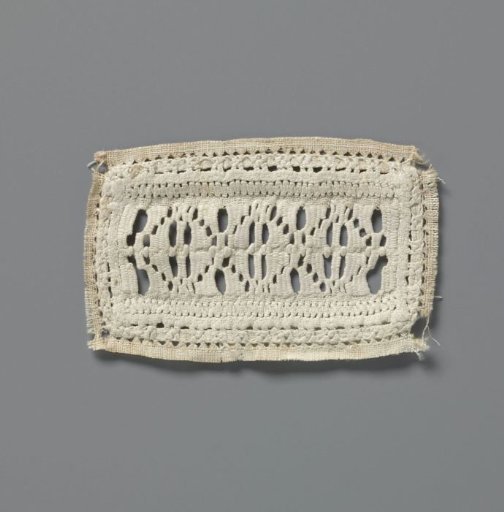 Strip of open needlework with three squares