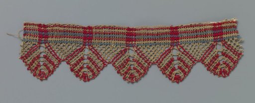 Strip of Bobbin Lace with Stylized Red Trees