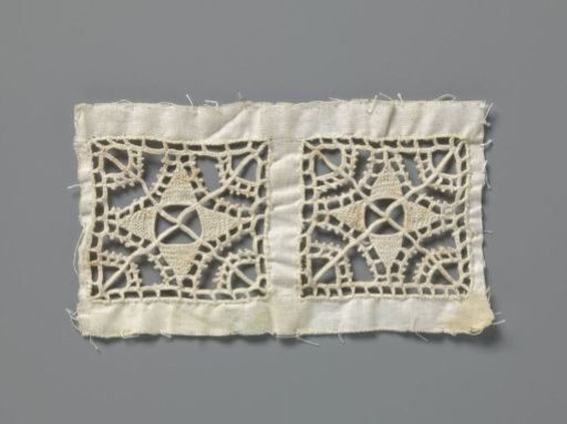 Steel needle lace with two openwork squares